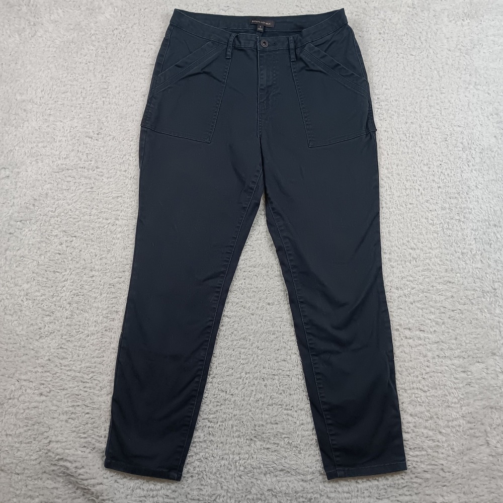Banana Republic Pant Utility Slim Women 8 Navy Blue Stretch Ankle RN117013